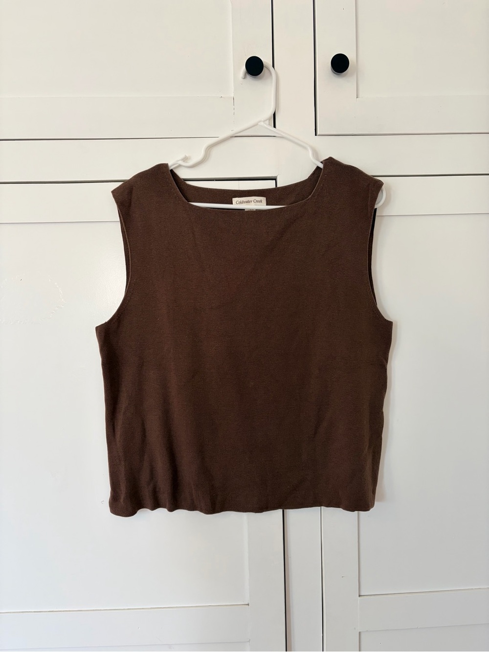 Coldwater Creek Silk Brown Ribbed Sleeveless Top Size XL
